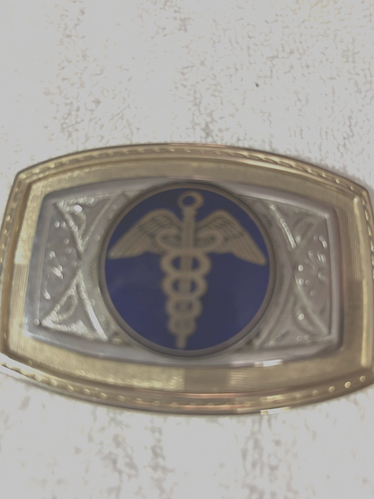 MEDICAL EMBLEM BELT BUCKLE 3 3/4 X 2 1/4 INCHES