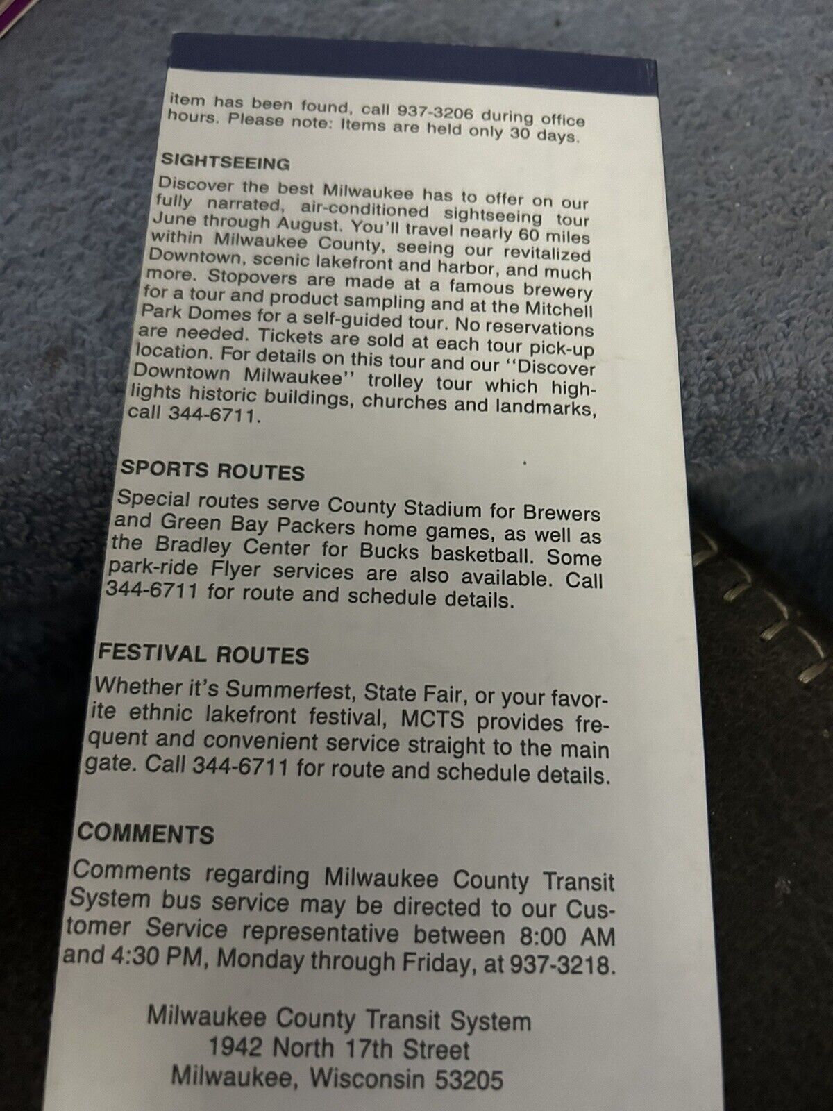 TIMETABLE: 1991 MILWAUKEE COUNTY TRANSIT GUIDE MLWAUKEE COUNTY