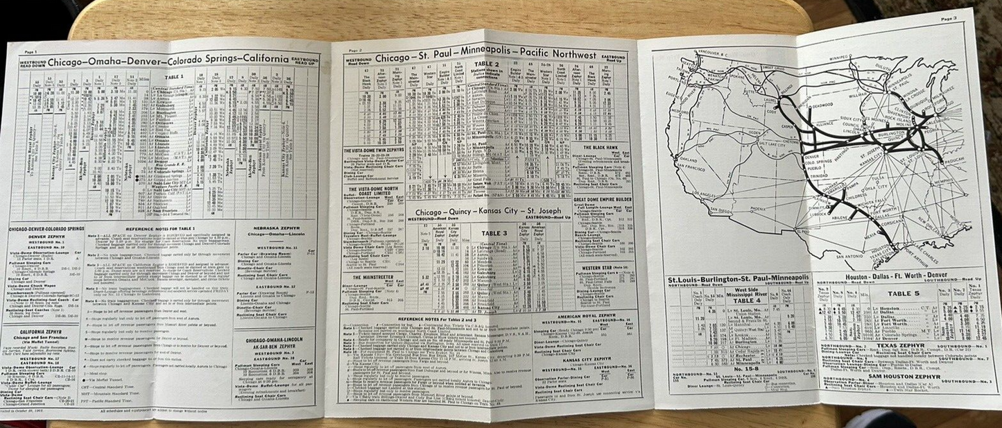 BURLINGTON ROUTE TIME TABLES  NOVEMBER 1962-APRIL 1963