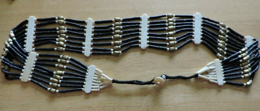Pawnee Tribe Artist Created : Beaded Belt (32 INCHES Long) Brown and Tan