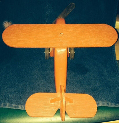 Folk Art/Man Cave: Hand Made Wooden Airplane- with hanging hook