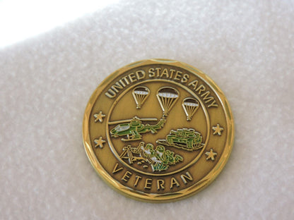 U.S. Army / Veteran -Challenge Coin-Duty-Honor-Country-Green and Bronze Colored
