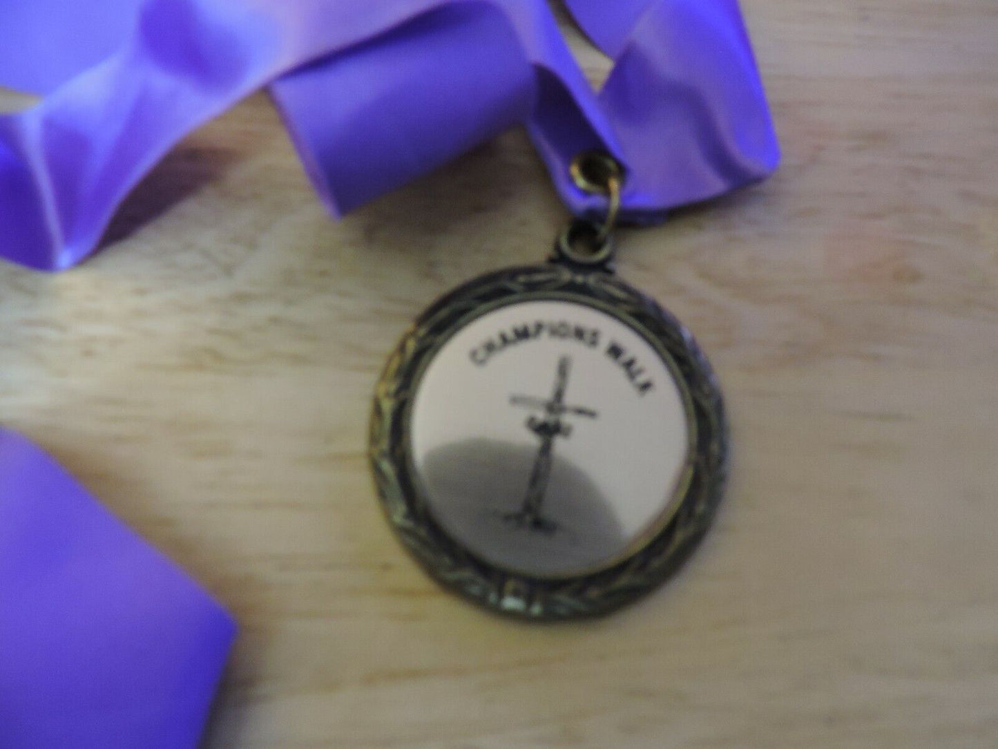 RELIGIOUS 1.75 INCH MEDAL:  CHAMPIONS WALK PURPLE RIBBON