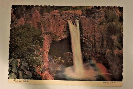 Vintage (40's) Rainbow Falls Hawaii Postcard (Unposted)