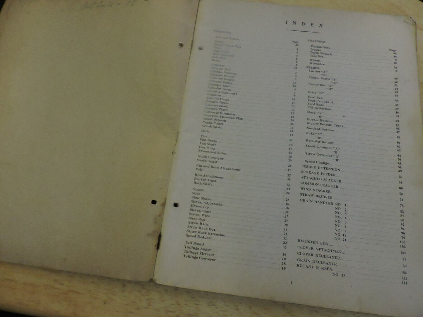CASE REPAIR PARTS LIST NO. A155: 20 BAR STEEL THRESHER AND THRESHER ATTACHMENTS