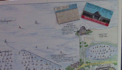 Vintage 1991 MAPEASY Mounted Map: Downtown Chicago and Sourrounding Area Map