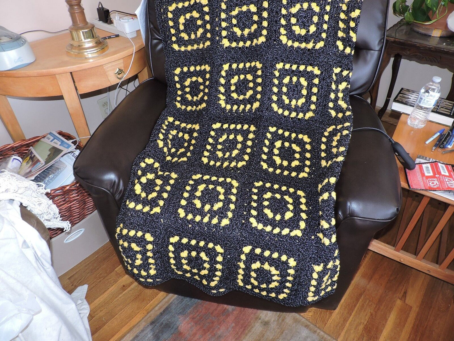Hand Made Crocheted Coverlet â€œMade With loveâ€. NEW