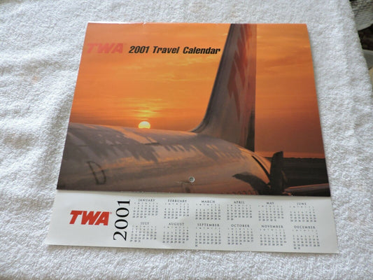 COLLECTIBLE TRANS WORLD AIRLINE 2001 TRAVEL CALENDAR-NEW