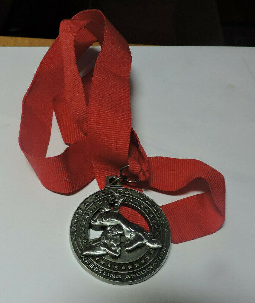 SANTA CLARA VALLEY WESTLING ASSSOCIATION MEDAL-WITH RED RIBBON (Shoulders)
