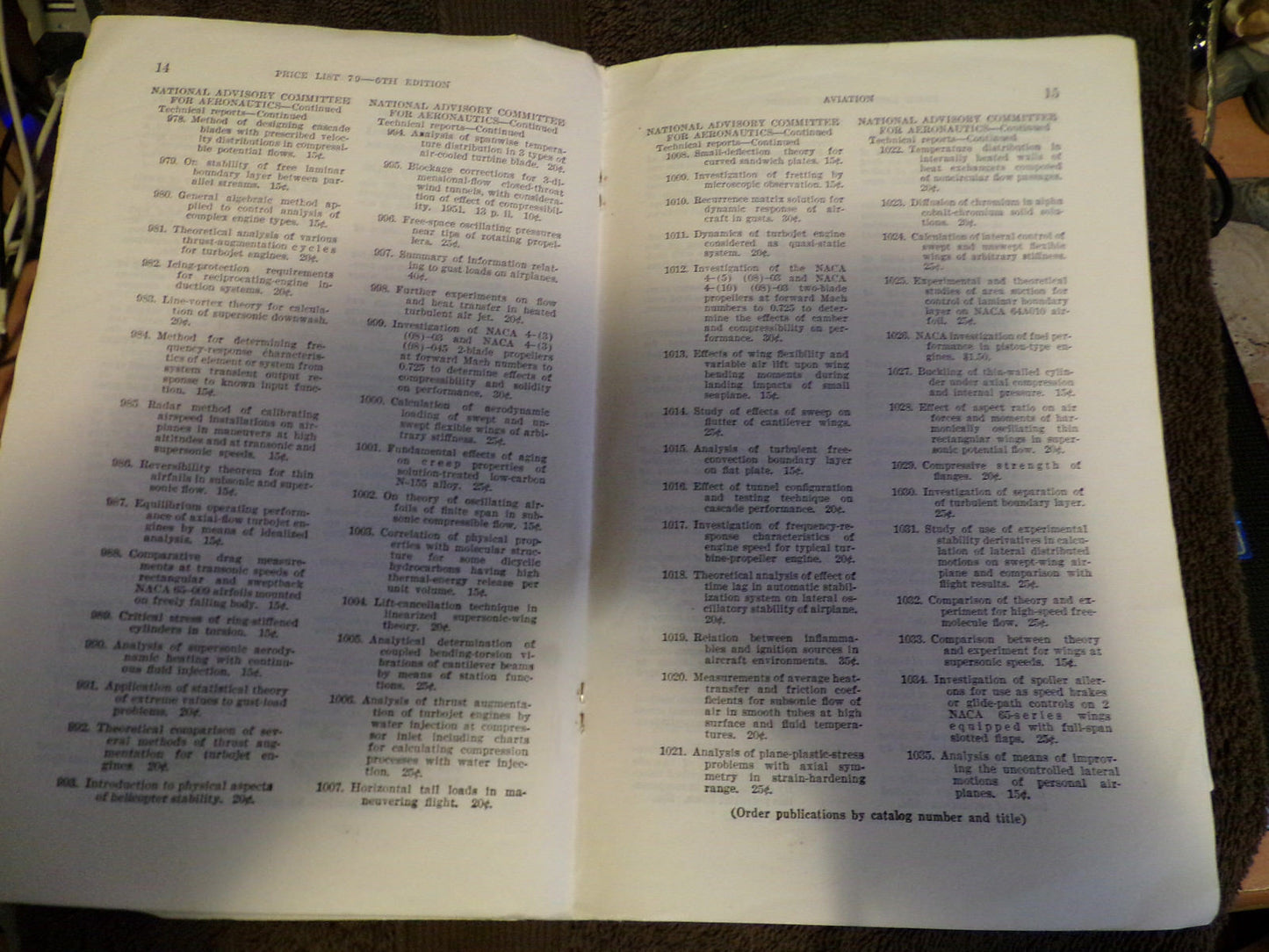 Vintage (1954) Civil/Naval/Air Force Aviation Reports Price List, 6th Edition