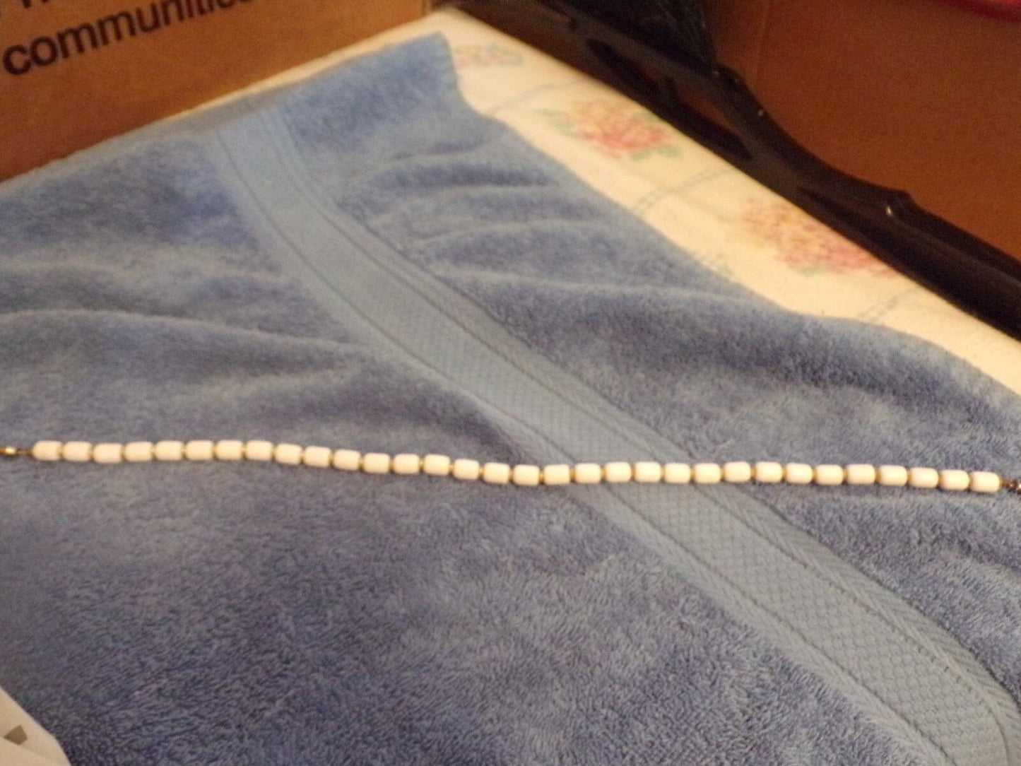 7" White Beaded Choker  Necklace