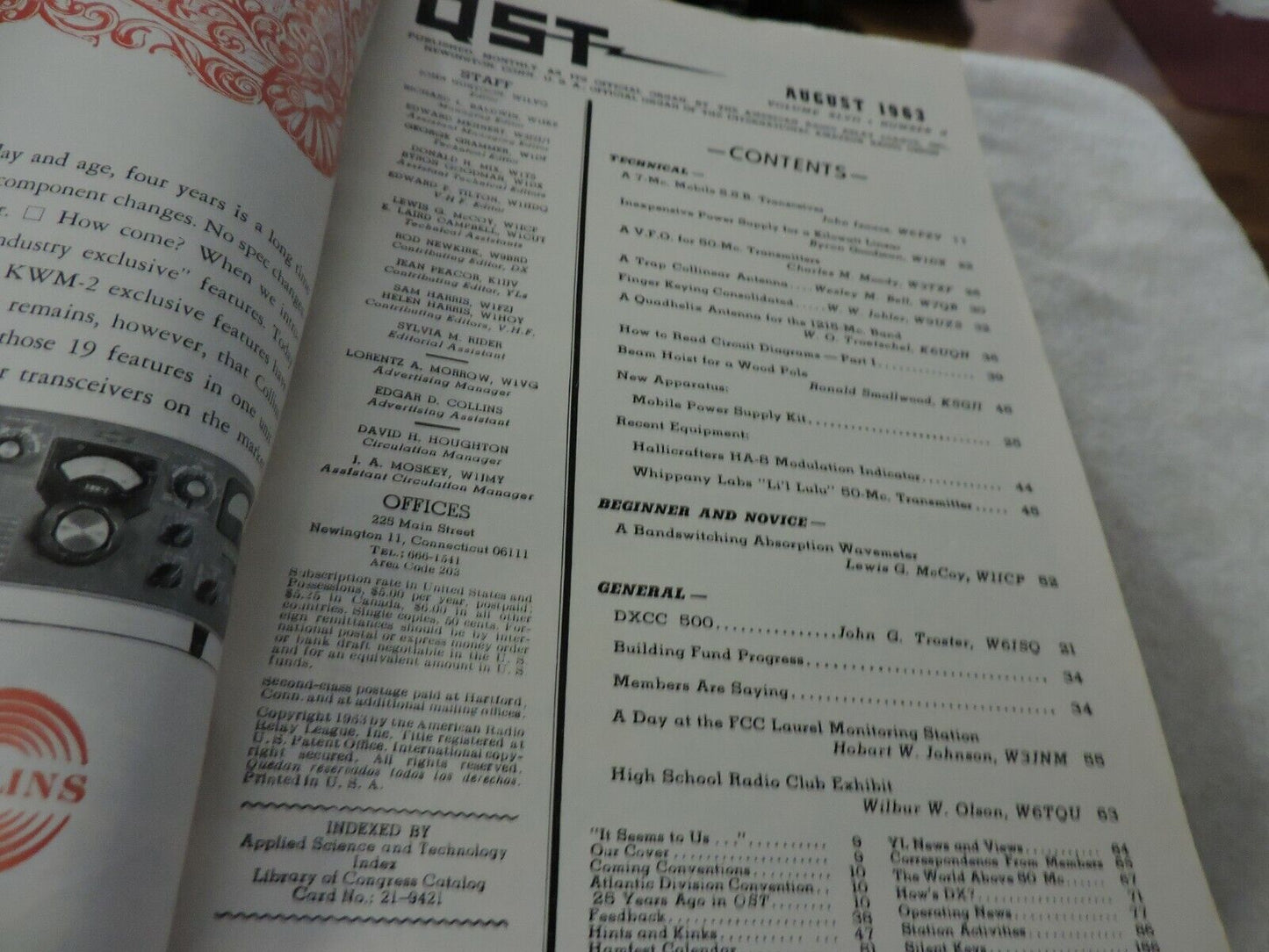 QST AMATEUR RADIO MAGAZINE AUGUST 1963