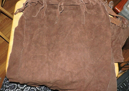SCOUTS LEATHER INDIAN DANCE COSTUME WITH BELLS AND POUCH WITH LEATHER BELT