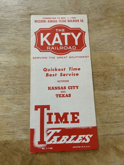 The Katy Railroad Time Tables Nov 1 1960