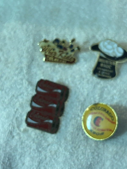 COLORADO SOFTBALL PINS-- 4--WIZ KIDS/MOUNTAIN MAGIC/EXPOS/CLASSIC FASTPITCH