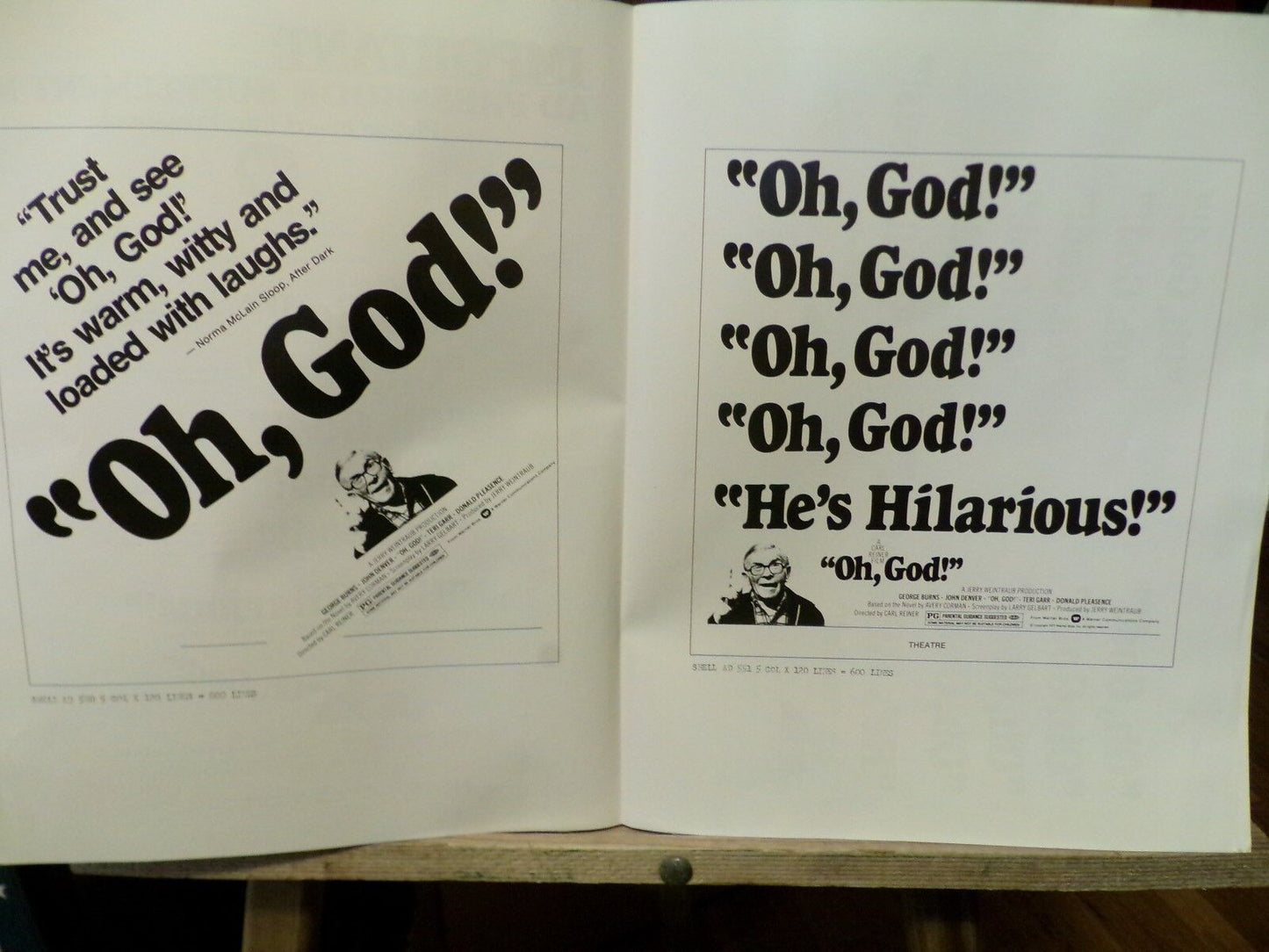 OH GOD a Carl Reiner Movie Pressbook and 2 AD Supplements