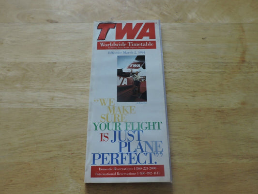 TWA Worldwide Timetable Effective March 2, 1994