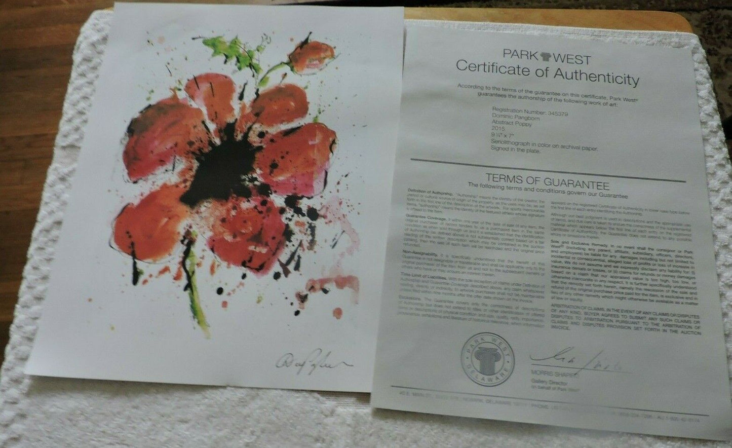 ARTIST:  DOMINIC PANGBORN--"ABSTRACT POPPY"  2015  91/4X7  INCHES/ COA