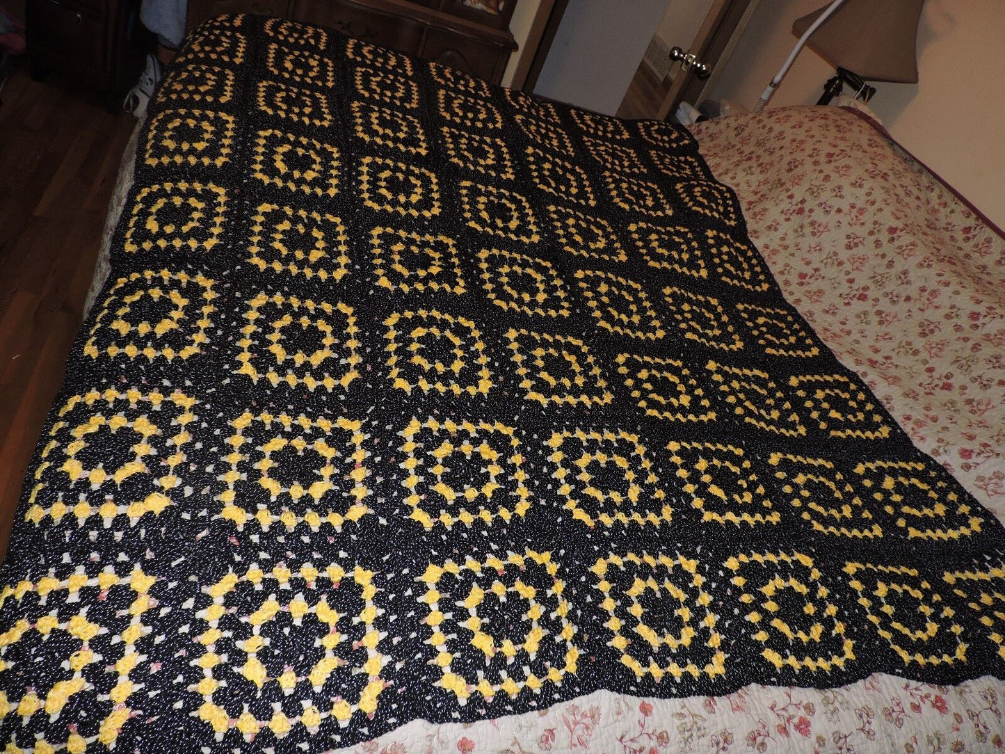 Hand Made Crocheted Coverlet â€œMade With loveâ€. NEW