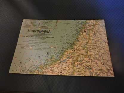 NATIONAL GEOGRAPHIC MAGAZINE MAP OF SCNDINAVIA 1963