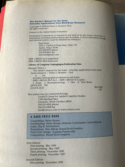 Softcover Book: The Owners Manual for "THE BRAIN" Mind-Brain Research