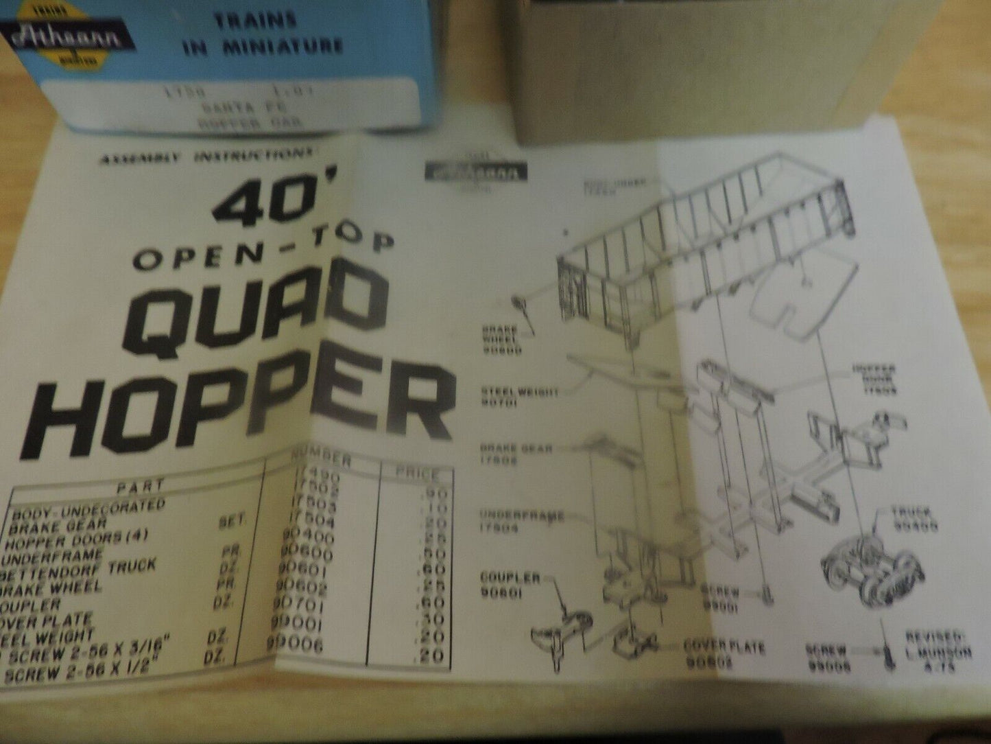 ATHEARN TRAINS IN MINIATURE SANTE FE CHOPPER CAR