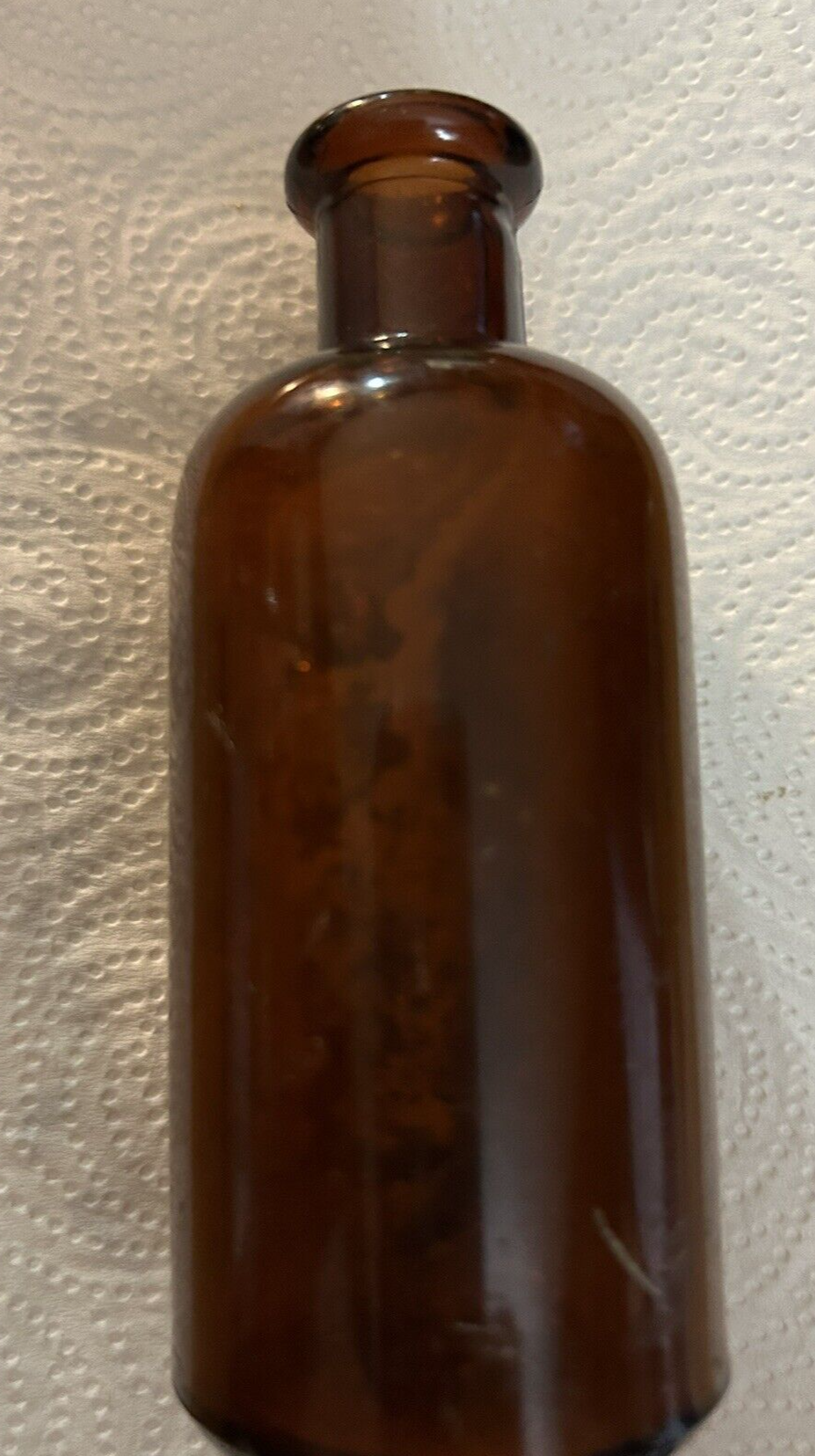 EMPTY BROWN GLASS MEDICINE BOTTLE 4.75X2 INCHES