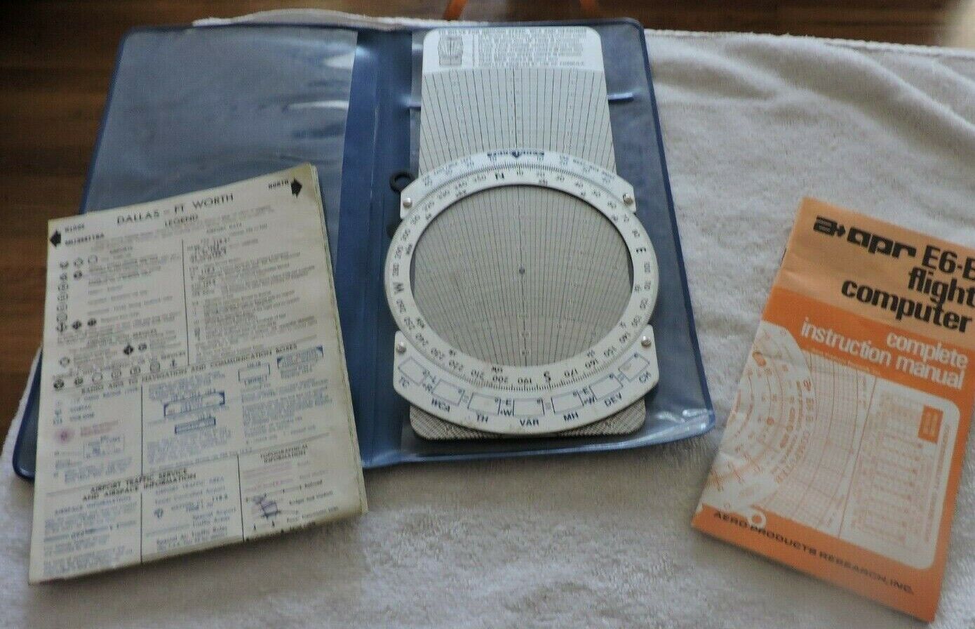 aopr -E6B FLIGHT COMPUTER  WITH DALLAS-FT. WORTH TEXAS AERONAUTICAL CHART