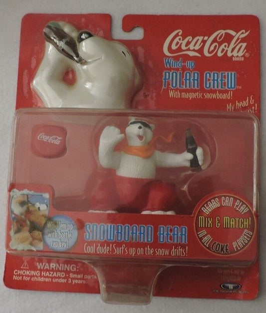 Coca-Cola Wind Up Polar Crew "Snowboard Bear" with Magnetic Snowboard