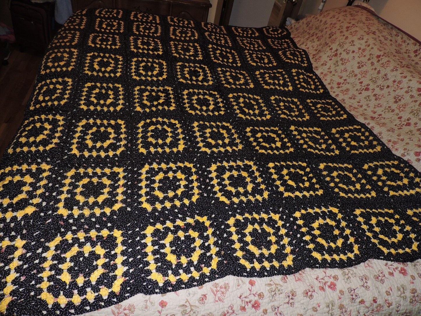 Hand Made Crocheted Coverlet â€œMade With loveâ€. NEW