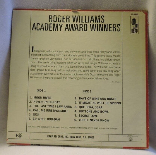 Vintage (1964) Roger Williams Academy Award Winners Vinyl Album 33 1/3 RPM
