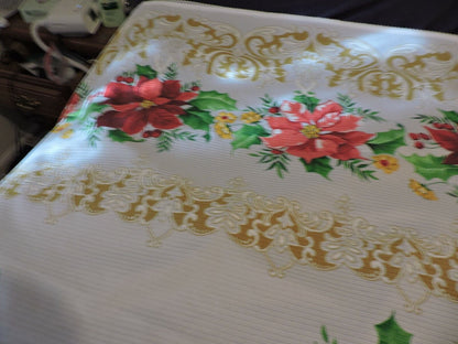 POINSETTIA TABLE CLOTH--87"X61"