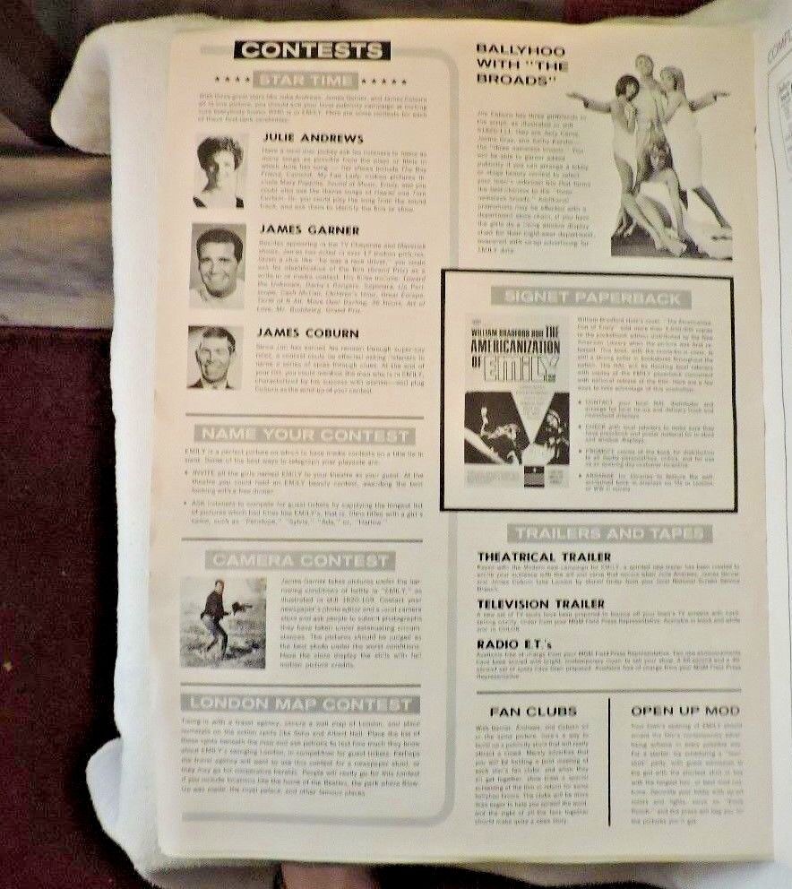 THE AMERICANIZATION OF EMILY Pressbook JULIE ANDREWS/JAMES GARNER/JAMES COBURN