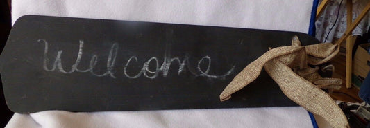 Folk Art-Hand Painted Solid Wood Ceiling FAN BLADE-Chalk Board Welcome-Craft