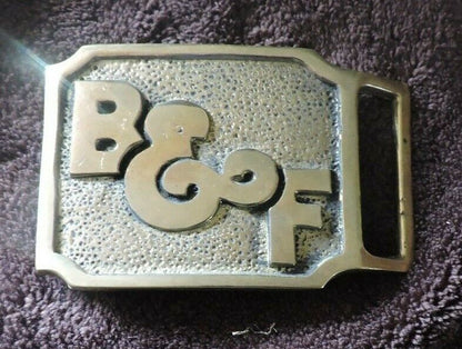 Vintage Brass Belt Buckle: "B&F"