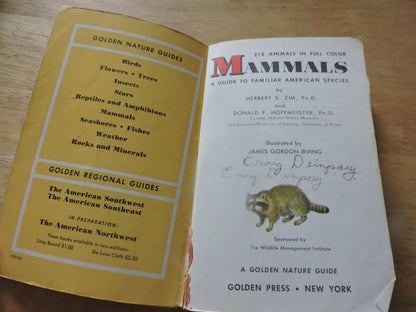 Mammals a Golden Nature Guide by Zim and Hoffmeister 1955