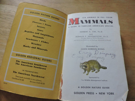 Mammals a Golden Nature Guide by Zim and Hoffmeister 1955