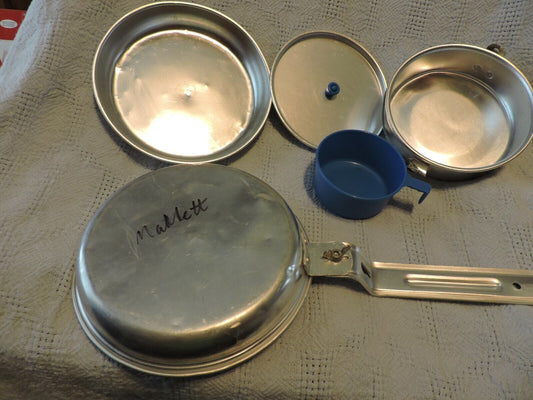 BSA-Aluminum Mess Kit--skillet  with lid/eating dish, pan with lid, cup