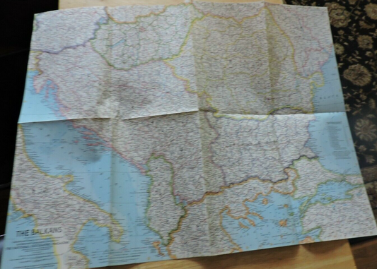 NATIONAL GEORGRAPHIC MAP OF THE BALKANS  1962