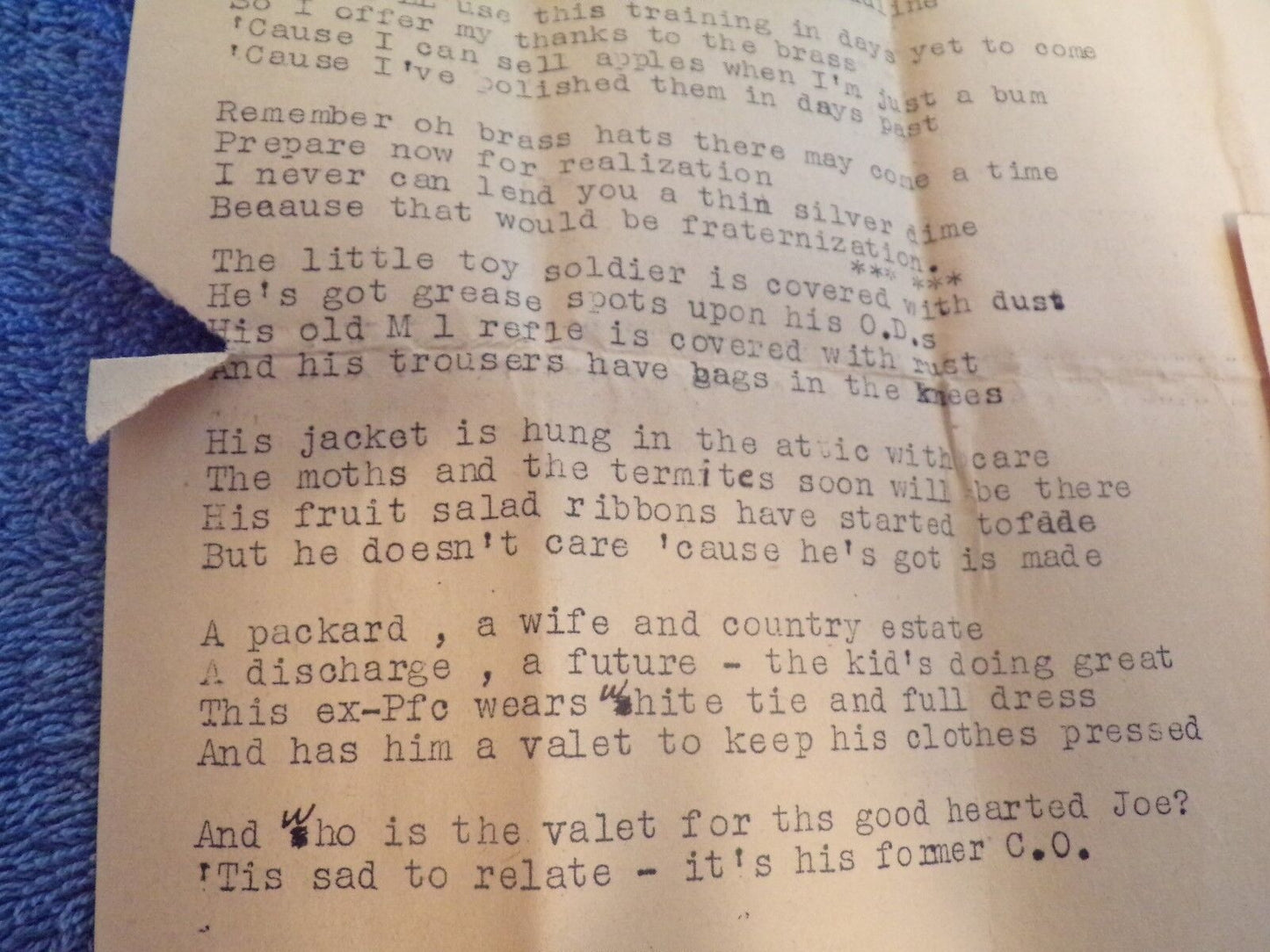 Unpublished Poem WWII "Goodbye 1945" Author: Major Joshua Taylor