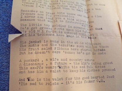 Unpublished Poem WWII "Goodbye 1945" Author: Major Joshua Taylor