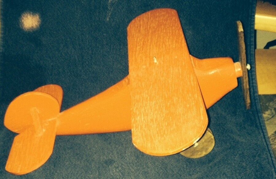 Folk Art/Man Cave: Hand Made Wooden Airplane- with hanging hook