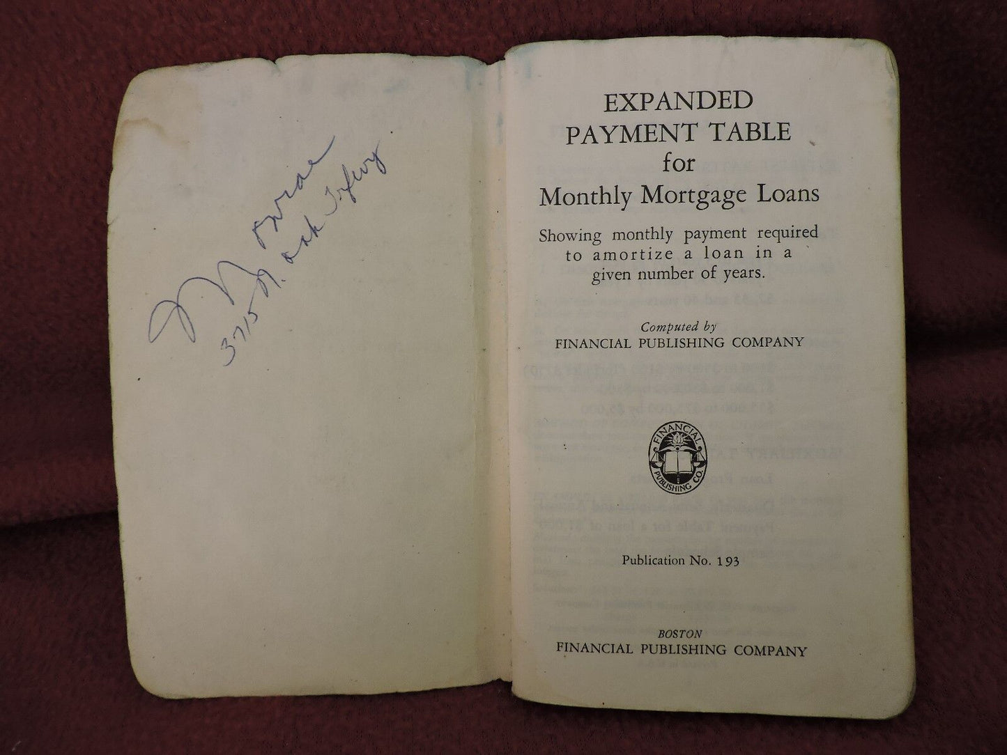 SENTINEL  FEDERAL SAVINGS & LOAN  KANSAS CITY MO.1969  EXPANDED PAYMENT TABLE