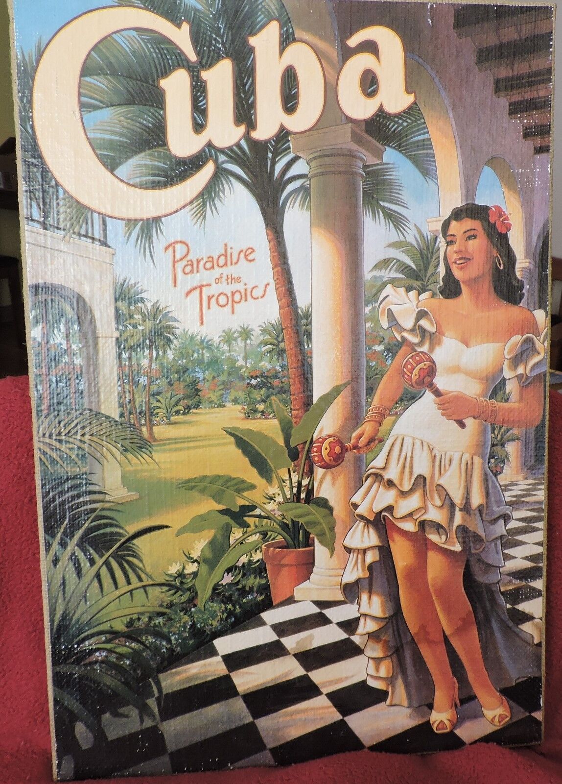 U S. Artist: Kerne Erickson-Paradise of the Tropics Print on Burlap 20"x13.5"