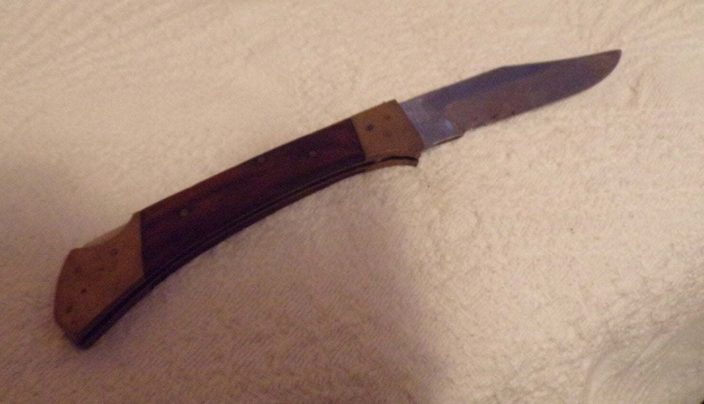 Bronze Handled, Stainless Steel Single Blade Pocket Knife (Locking Blade)
