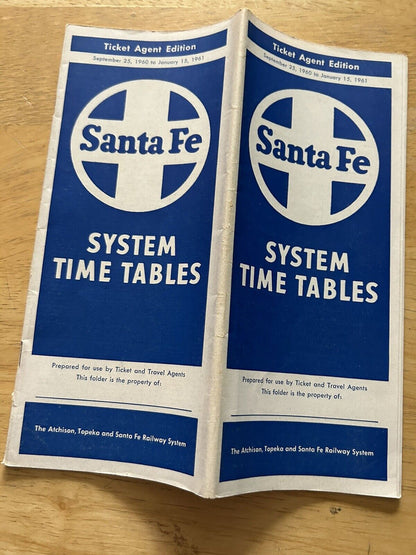 SANTE FE TIMETABLE 1960-1961  SPRING/SUMMER--TICKET AGENT EDITION