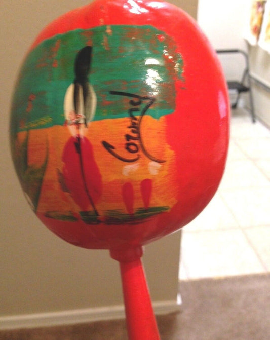 VINTAGE (Artist Signed) MARACA-MEXICO SOUVENIR, HAND PAINTED