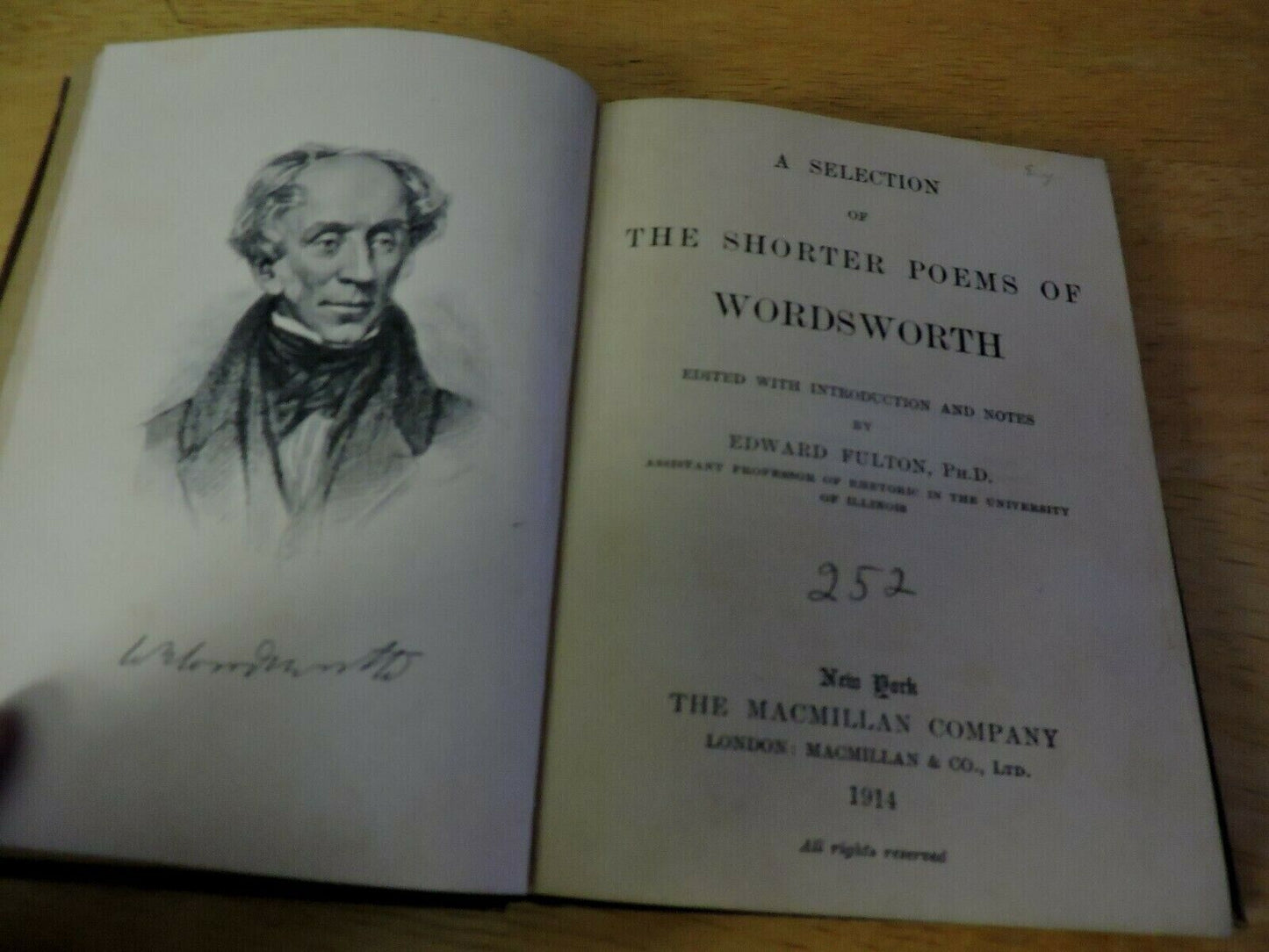 A SELECTION OF THE SHORTER POEMS OF WORDSWORTH 1914