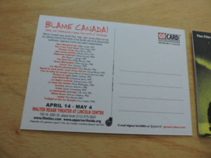 BLAME CANADA-FILM SOCIETY OF LINCOLN CENTER--  ADVERTISEMENT POST CARD