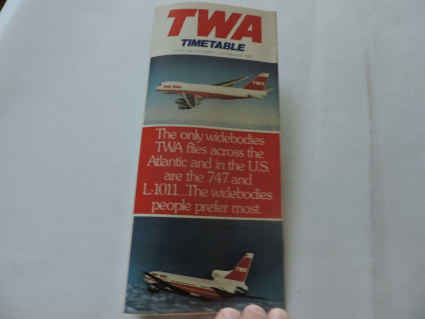 TWA  TIMETABLE OCTOBER 1-OTOBER 25, 1980